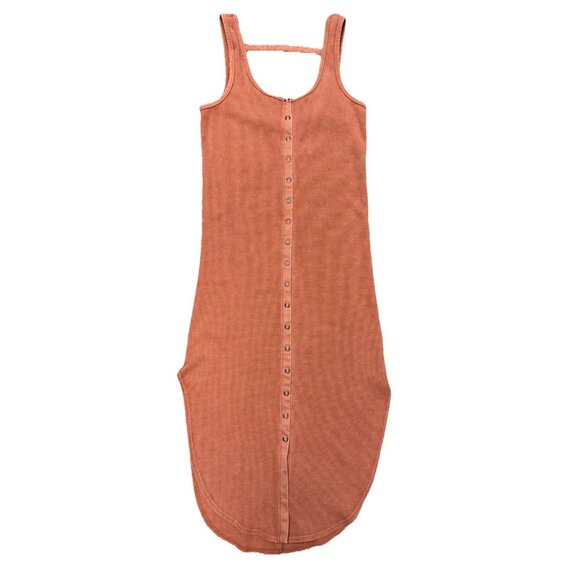 Anthropologie Daily Practice Button-Front Midi Dress Waffle Knit Peace Small - Picture 1 of 8